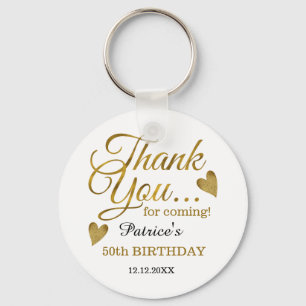 Trendy Black Gold 50th Birthday Thank You Favour Keychain