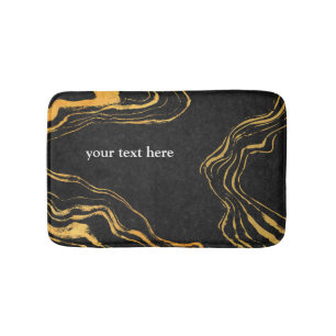 Trendy Black Gold Luxury Monogrammed Bath Mat