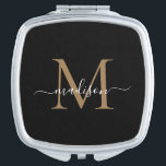 Trendy Black Gold Monogram Bridal Party Bridesmaid Compact Mirror<br><div class="desc">Elegant Black Gold Monogram Feminine Girly Script Bridal Party Maid of Honour Bridesmaid Favour Gift Compact Mirror</div>