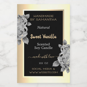 Trendy Black Gold Product Labels Candles Beauty &