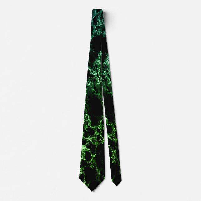 Trendy Black & Green Neon Marble Stone - Unique Tie (Front)