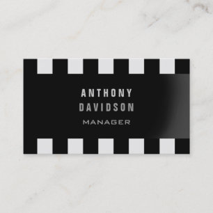 Trendy Black Grey Pattern Striped Business Card