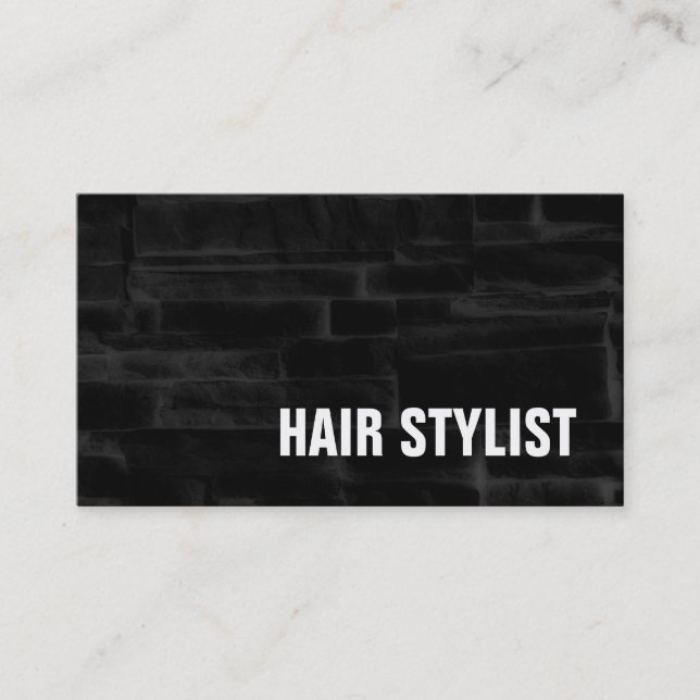Trendy Black Grey Wall Bricks Modern Hair Stylist Business Card (Front)