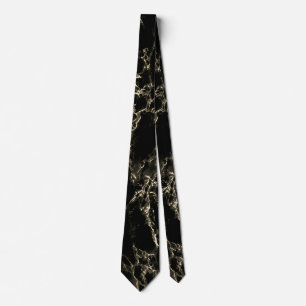 Trendy Black Marble Stone - Black and Gold Tie
