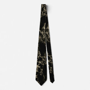 Trendy Black Marble Stone - Gold and Black Tie