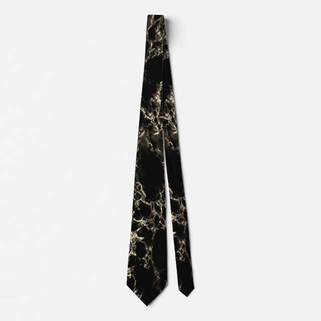 Trendy Black Marble Stone - Gold and Black Tie (Front)