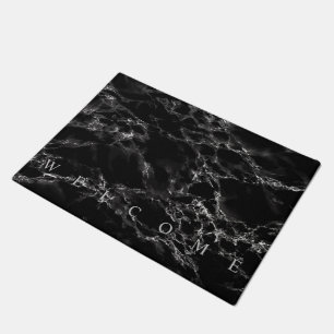 Trendy Black Marble Stone - Welcome Doormat