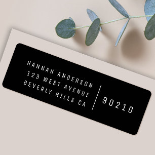 Trendy Black   Minimalist Modern Return Address