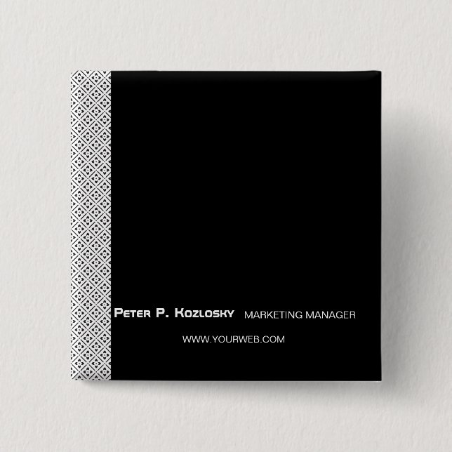 Trendy  Black Pattern Professional Occupation 2 Inch Square Button (Front)