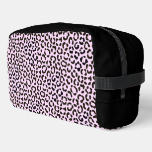 Trendy Black & Pink Leopard Fur Effect Rpt Pattern Dopp Kit