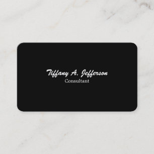 Trendy Black Plain Unique Stylish Brush Script Business Card