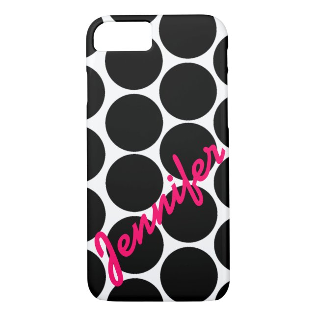 Trendy Black Polka Dot Pattern iPhone 7 case (Back)