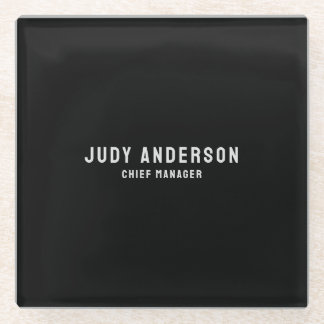 Trendy Black Professional Plain Modern Elegant Glass Coaster
