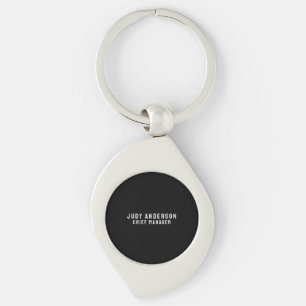 Trendy Black Professional Plain Modern Elegant Keychain