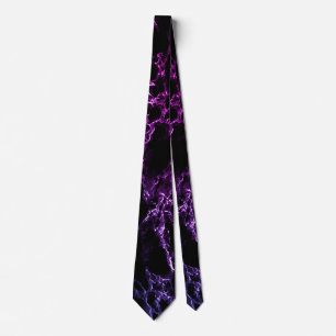 Trendy Black & Purple Neon Marble Stone - Special Tie