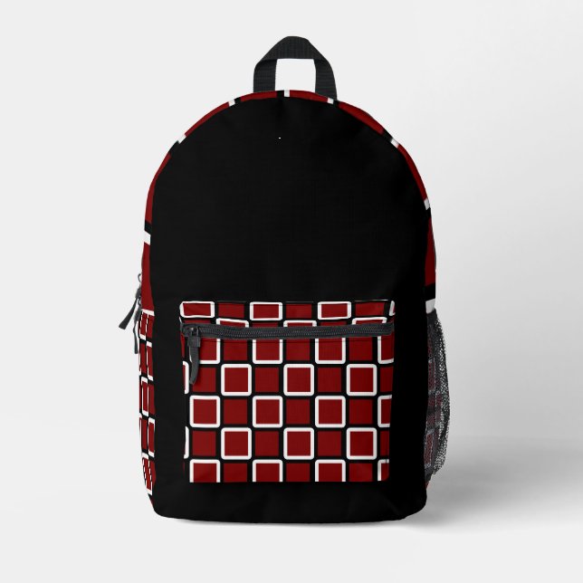 Trendy Black Red Checked Backpack Best Seller (Front)