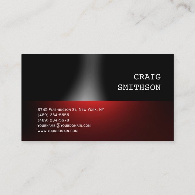 Trendy Black Red Consultant Business Card (Front)
