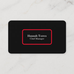 Trendy Black & Red Plain Creative Modern Business Card