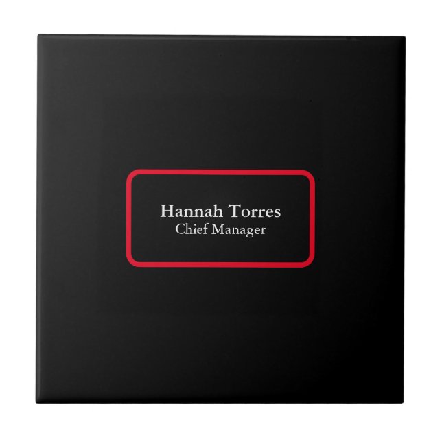 Trendy Black & Red Plain Creative Modern Tile (Front)