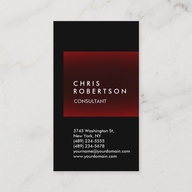 Trendy Black Red Stripe Consultant Business Card (Front)