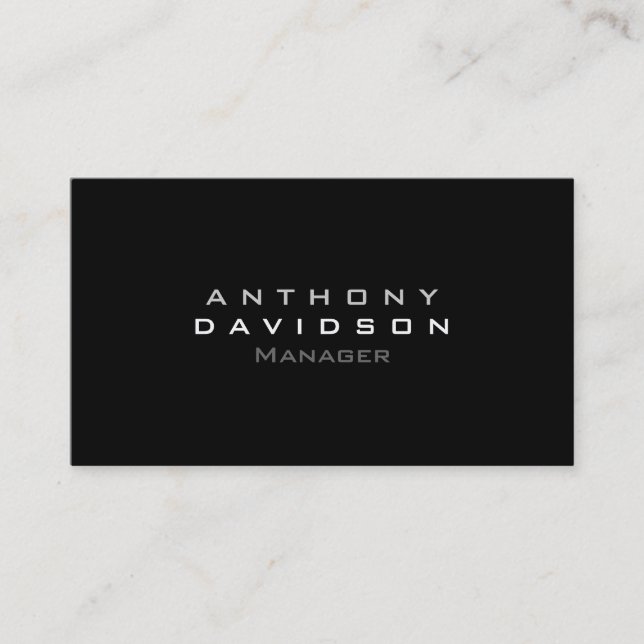 Trendy black standard custom made business card (Front)