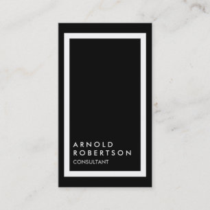 Trendy Black White Border Modern Business Card