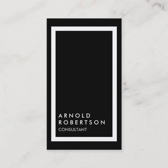 Trendy Black White Bordure moderne Carte de visite (Devant)