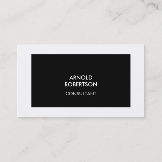 Trendy Black White Bordure moderne Carte de visite (Devant)