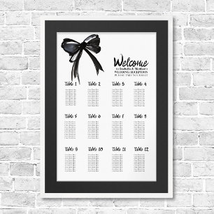 Trendy Black White Bow Chic Wedding Seating Chart