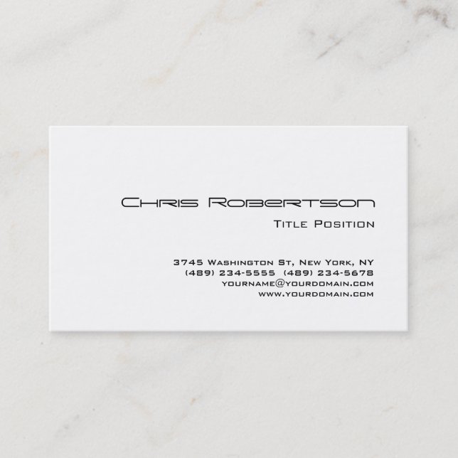 Trendy Black White Charming Business Card (Front)