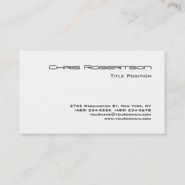 Trendy Black White Charming Business Card (Front)
