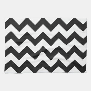 Trendy Black & White Chevron Pattern Kitchen Towel