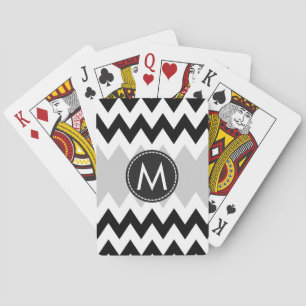 Trendy Black White Chevron Stripes Pattern Playing Cards