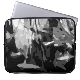 Trendy Black White Grey Abstract Pattern Laptop Sleeve