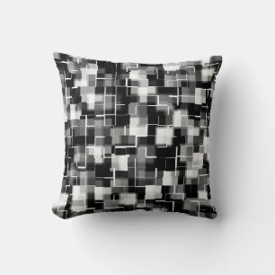 Trendy Black White Grey Abstract Pattern Throw Pillow