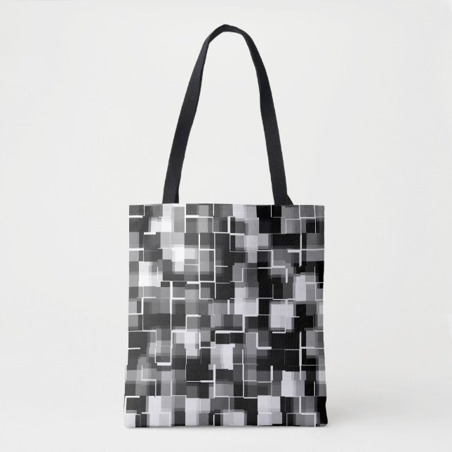 Trendy Black White Grey Abstract Pattern Tote Bag (Front)