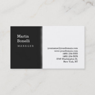 Trendy Black White Grey Manager Business Card