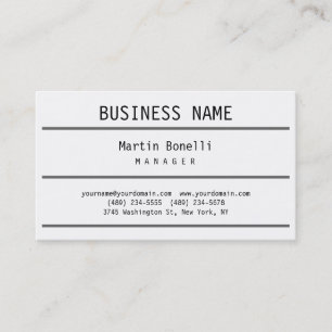 Trendy Black White Grey Manager Business Card