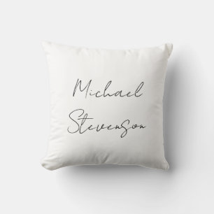 Trendy Black White Handwritten Minimalist Throw Pillow