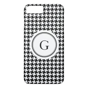 Trendy black white houndstooth pattern monogram iPhone 8 plus/7 plus case