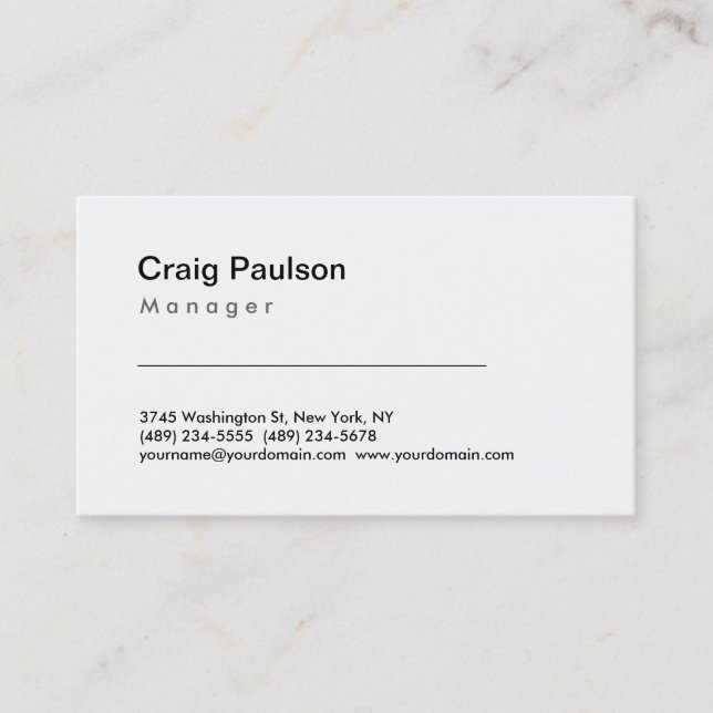 Trendy Black White Manager Business Card (Front)