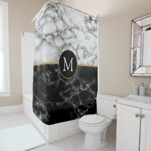 Trendy Black & White Marble Stone -Add Your Letter