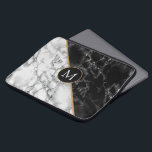 Trendy Black & White Marble Stone -Add Your Letter Laptop Sleeve<br><div class="desc">Trendy Black & White Marble Stone -Add Your Letter / Year / Number / More</div>
