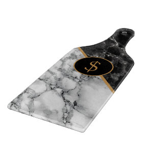 Trendy Black & White Marble Stone - Add Your Logo Cutting Board