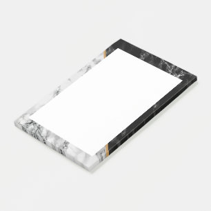Trendy Black & White Marble Stone - Golden Line Post-it Notes