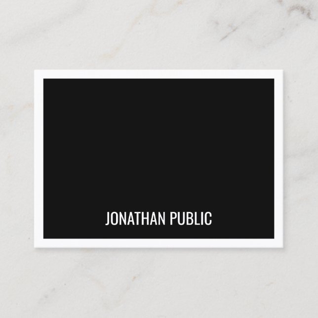 Trendy Black White Minimalist Template Elegant Business Card (Front)