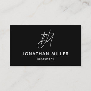 Trendy Black White Monogram Business Card