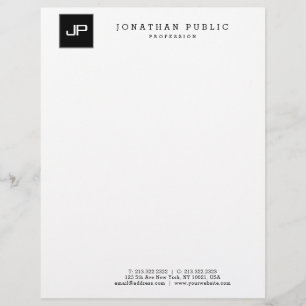 Trendy Black White Monogram Minimalist Template Letterhead