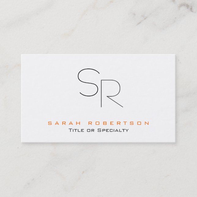 Trendy Black White Monogram Plain Business Card (Front)