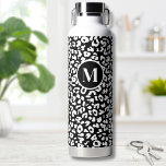 Trendy Black White Monogram Water Bottle<br><div class="desc">Fun and trendy design with this leopard print or cheetah pattern accent. Personalize this water bottle with an initial. You can even add a name over the letter if you'd like. Change out the background and font colours and typography to anything you want. You can even change the colour of...</div>